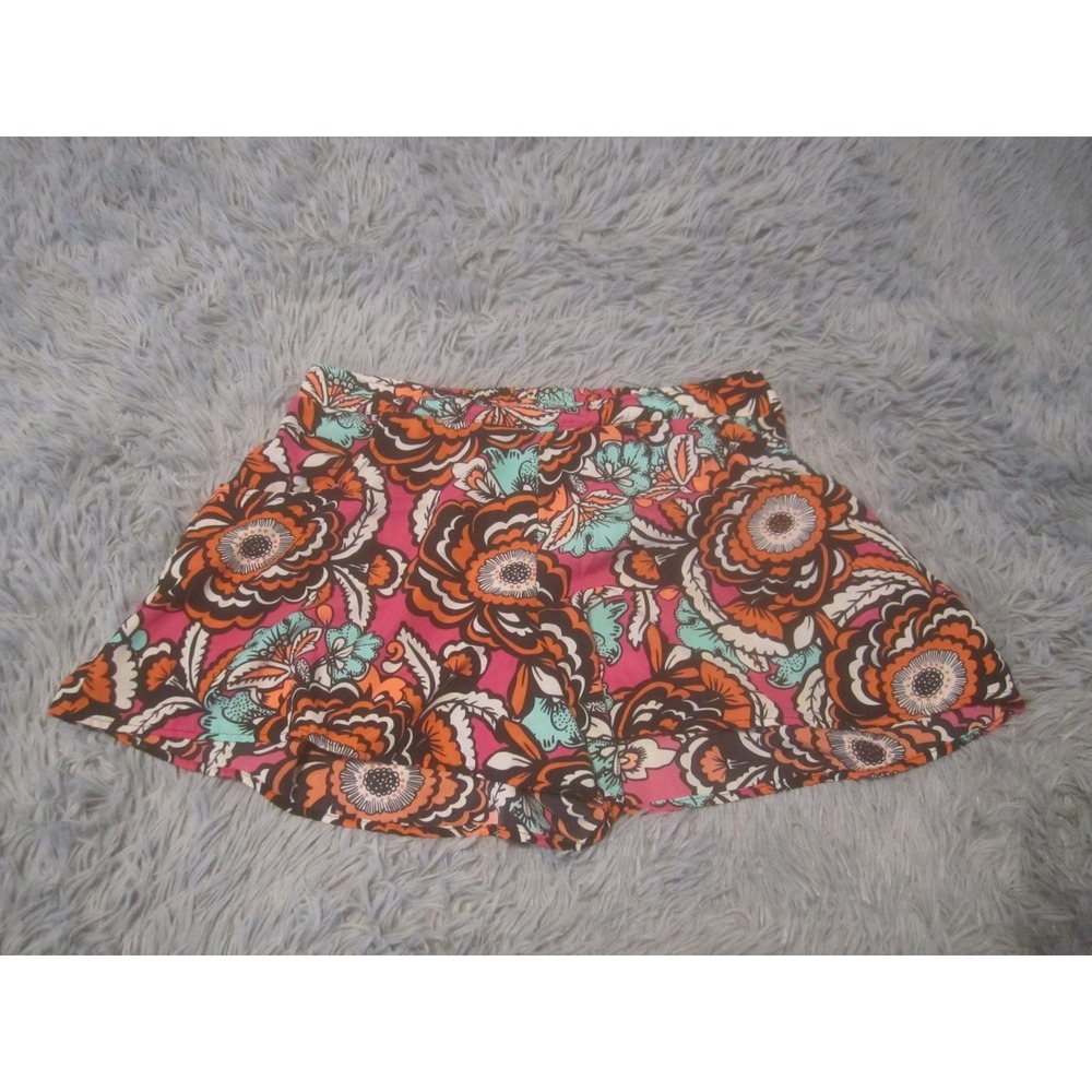 Cousin Earl Shorts Womens Small Multicolor Floral Culotte Elastic Waist Casual